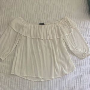 White off the shoulder ruffle top